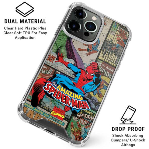 Marvel Classic Comics Amazing Spider-Man Collage iPhone 15 Pro Clear Case